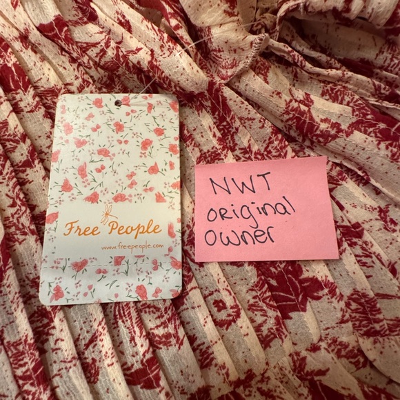 Free people These Dreams Pleated mini dress L pink and red NWT - Picture 12 of 16